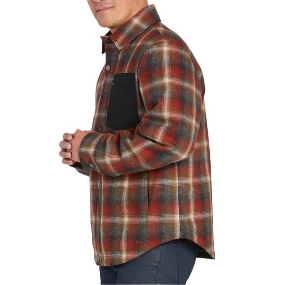 Pendleton Mens Plaid Shirt Jacket Size Medium Two-Layer Wool Blend Red Gray New - Picture 5 of 8